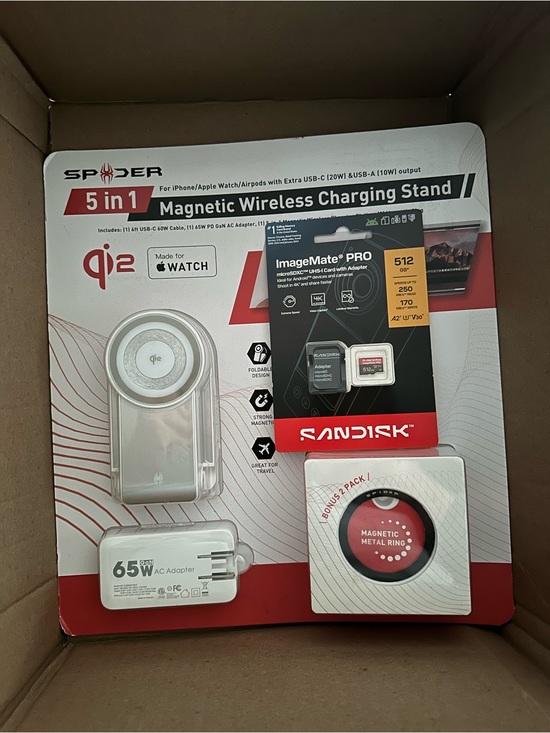 Spyder Other - Spyder 5-in-1 Magnetic Wireless Charging Stand White and Red Accents and SanDisk